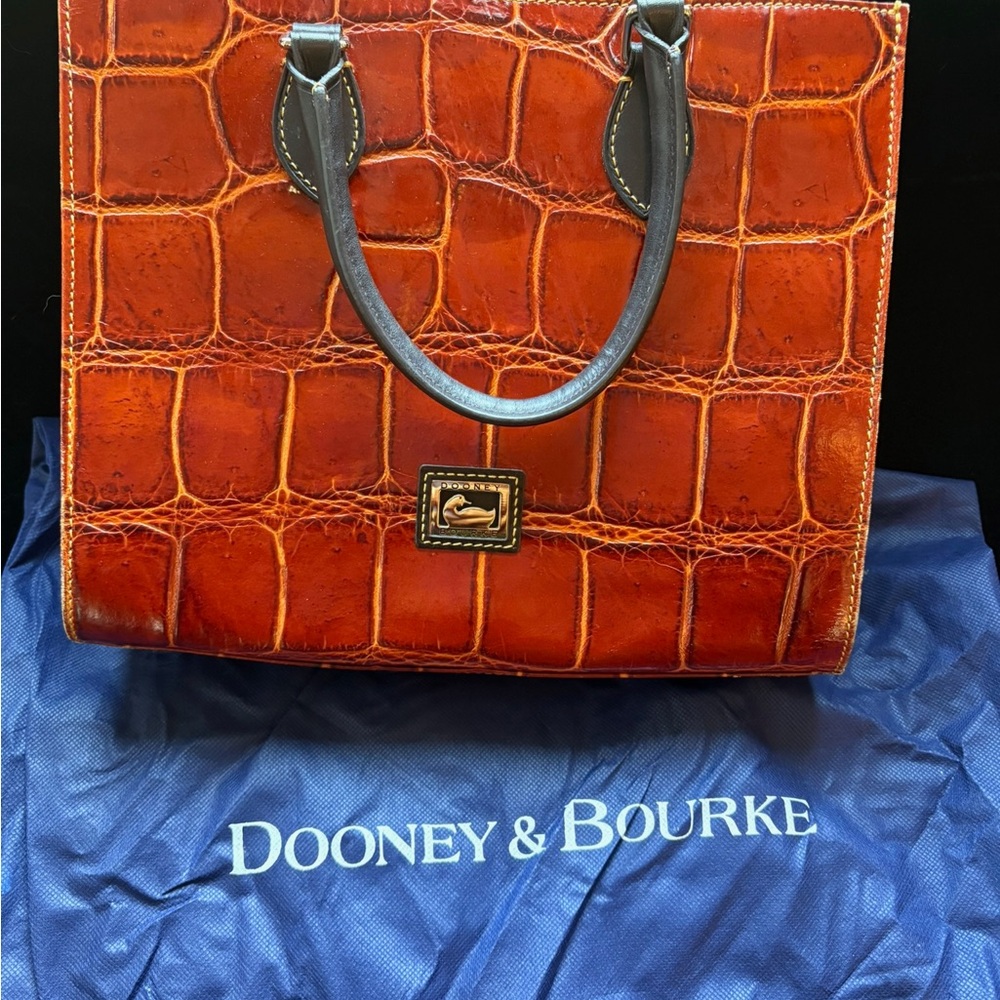 Dooney & Bourke Orange Croc-Embossed Tote